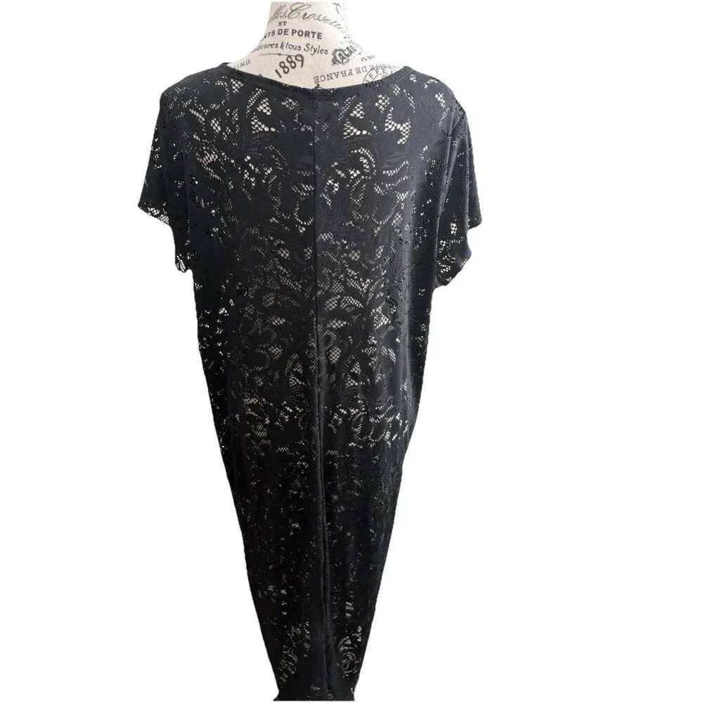 Jessica Simpson Black Lace Maxi 1X Dress Goth Whimsy Festival Coverup Beach